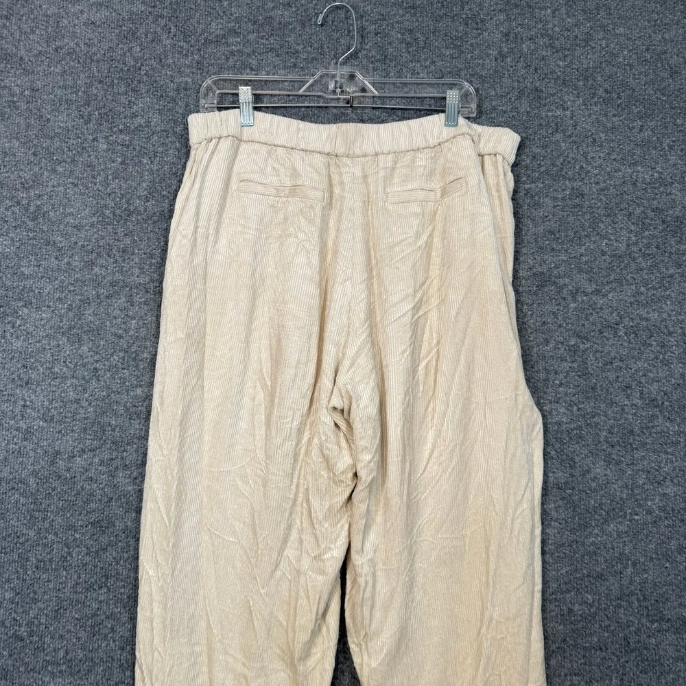 J Jill Pants Womens Large Beige Corduroy Wide Leg Crop Stretch Waist Lagenlook‎